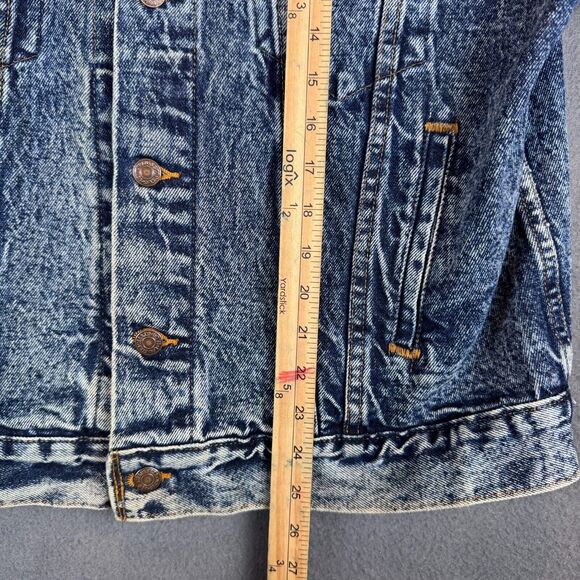VTG 80s Levis Jean Jacket L 70507 0227 USA 4 Pocket ACID Wash DENIM Trucker Blue - Picture 5 of 10